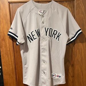 New York Yankees Majestic Gray Button-Up Jersey